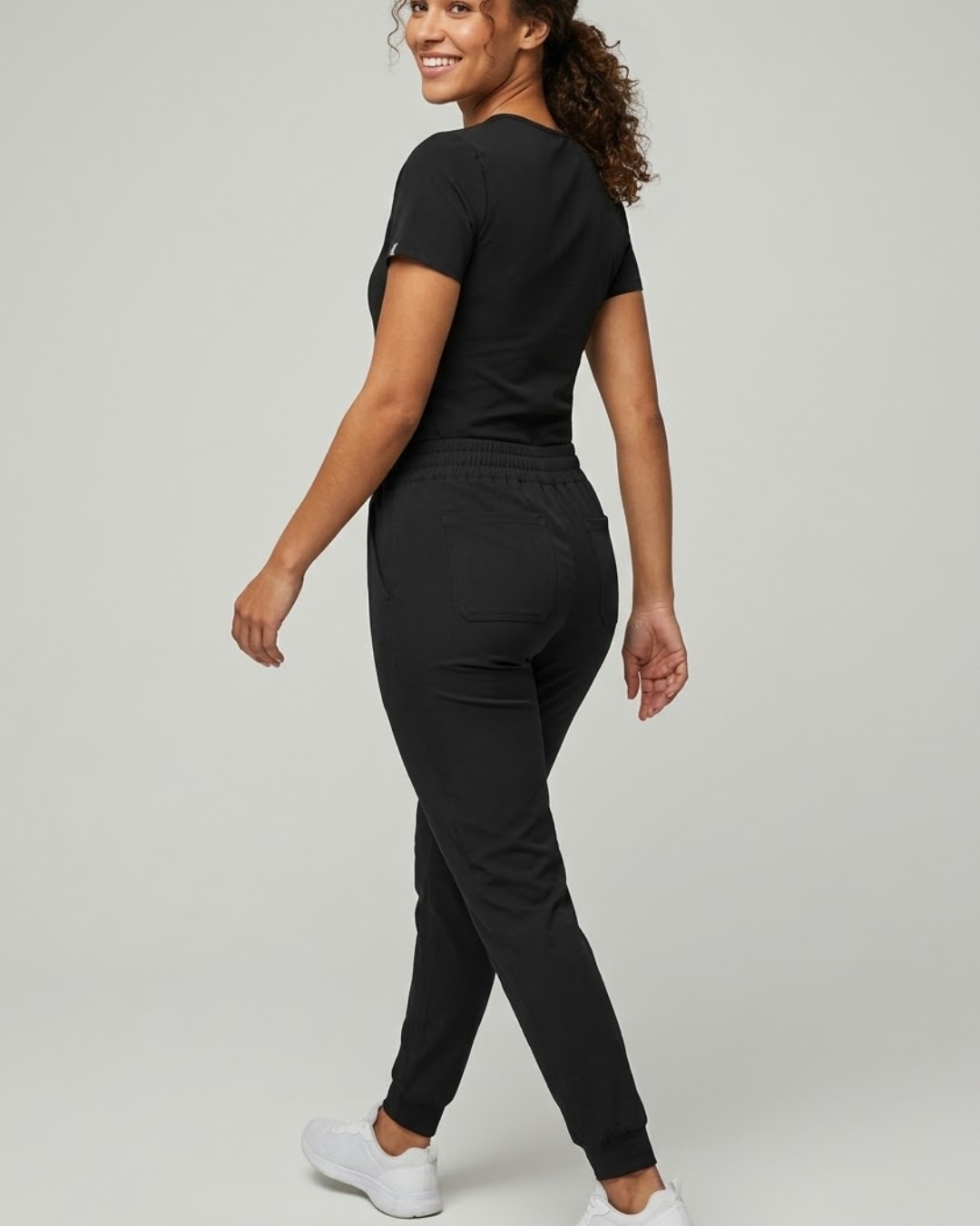 Women's Black Low Waisted Scrub Joggers
