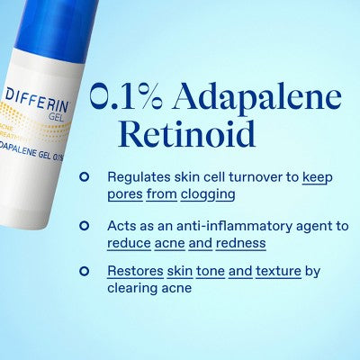 Differin Retinoid Acne Treatment; Adapalene Gel 0.1% 45g/1.6oz - Imperfect Box
