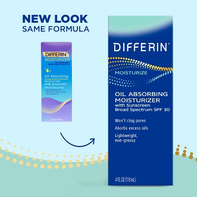 Differin Oil Absorbing Moisturizer with Sunscreen, Broad-Spectrum UVA/UVB - SPF 30 - 4oz
