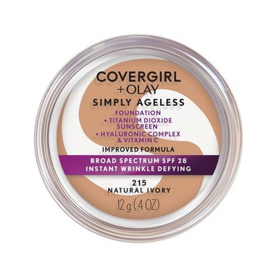 COVERGIRL + Olay Simply Ageless Wrinkle Defying Foundation Compact 215 Natural Ivory 0.4oz - New