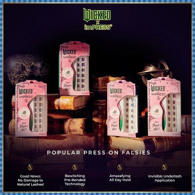 KISS Products Wicked X imPRESS Press-On Self Adhesive False Eyelashes Ozspresso 12ct - New