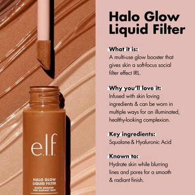 e.l.f. Halo Glow Liquid Filter Highlighter 7 Deep/Rich 1.06 fl oz - New