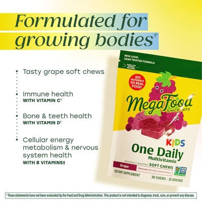 MegaFood Kids Multivitamin Grape 30ct - New