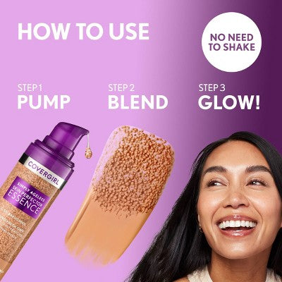 COVERGIRL Simply Ageless Skin Perfector Essence Vegan Foundation 60 Tan 1 fl oz - Imperfect Container