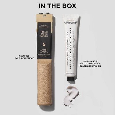 L'Oreal Paris Colorsonic Permanent Hair Color Cartridge Dark Brown Natural 4 - Imperfect Box