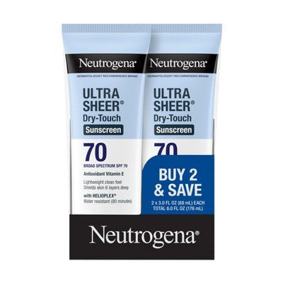 Neutrogena Ultra Sheer Sunscreen SPF 70 2pk/88ml - New