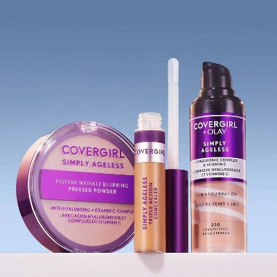 COVERGIRL + Olay Simply Ageless 3-in-1 Liquid Foundation 225 Buff Beige 1 fl oz - Imperfect Container