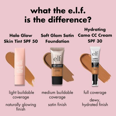 e.l.f. Halo Glow Skin Tint Foundation Mineral SPF 50 8 Medium Neutral 1 fl oz - Missing Box