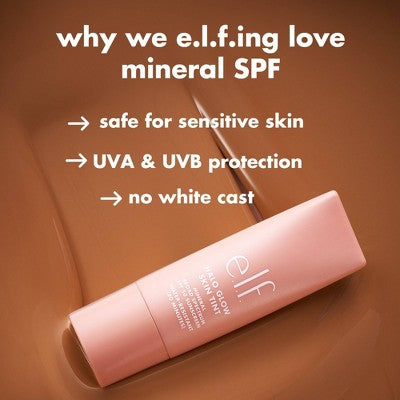 e.l.f. Halo Glow Skin Tint Light Coverage Foundation Mineral SPF 50 9 Medium Cool 1 fl oz - Imperfect Box