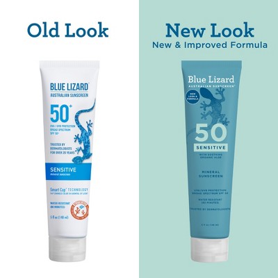 Blue Lizard Sensitive Mineral Sunscreen Lotion SPF 50+ 5 fl oz - Imperfect Container