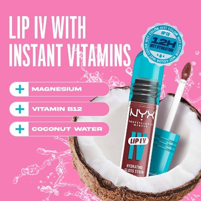 NYX Professional Makeup Lip IV Hydrating Lip Gloss Stain Drippin in Rose 0.16 fl oz - New