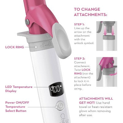 Conair Style Chemistry Tapered Curling Wand Attachment 1 1/4-3/4 - New