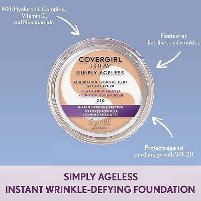 COVERGIRL + Olay Simply Ageless Wrinkle Defying Foundation Compact 230 Classic Beige 0.4oz - Imperfect Container
