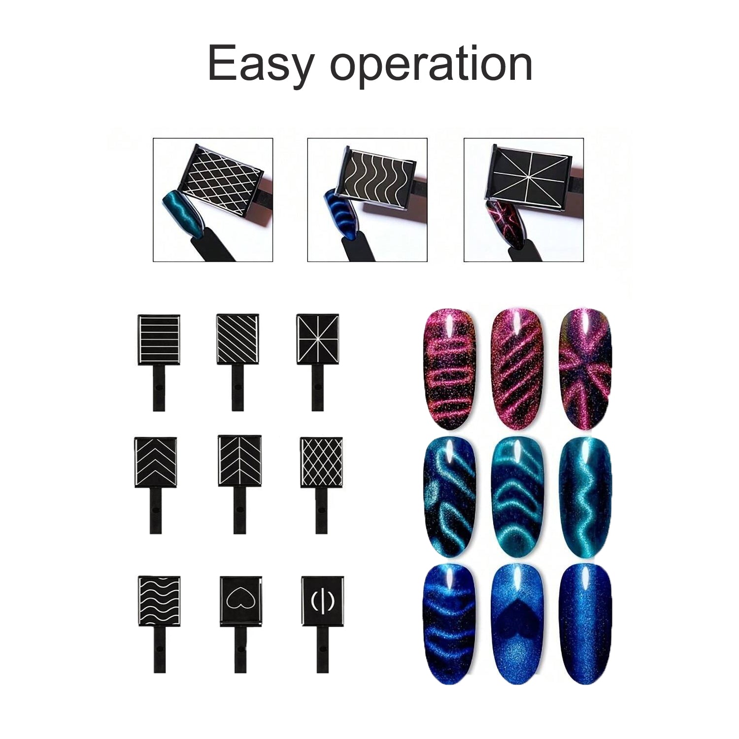 16PCS NAIL ART CAT EYE DESING MAGNET SET #02-2