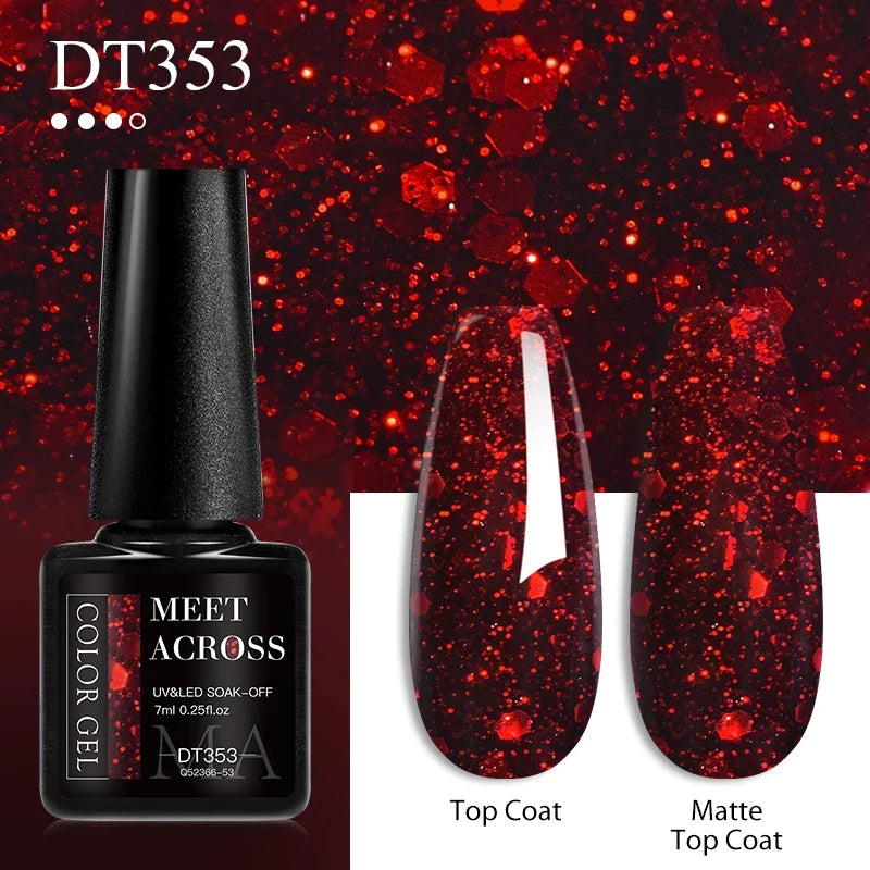 MEET ACROSS - Red Crystal Gel Polish 7ml