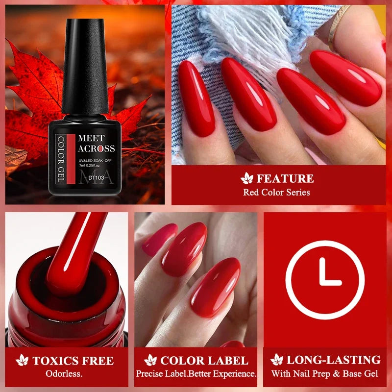 MEET ACROSS - Red Crystal Gel Polish 7ml