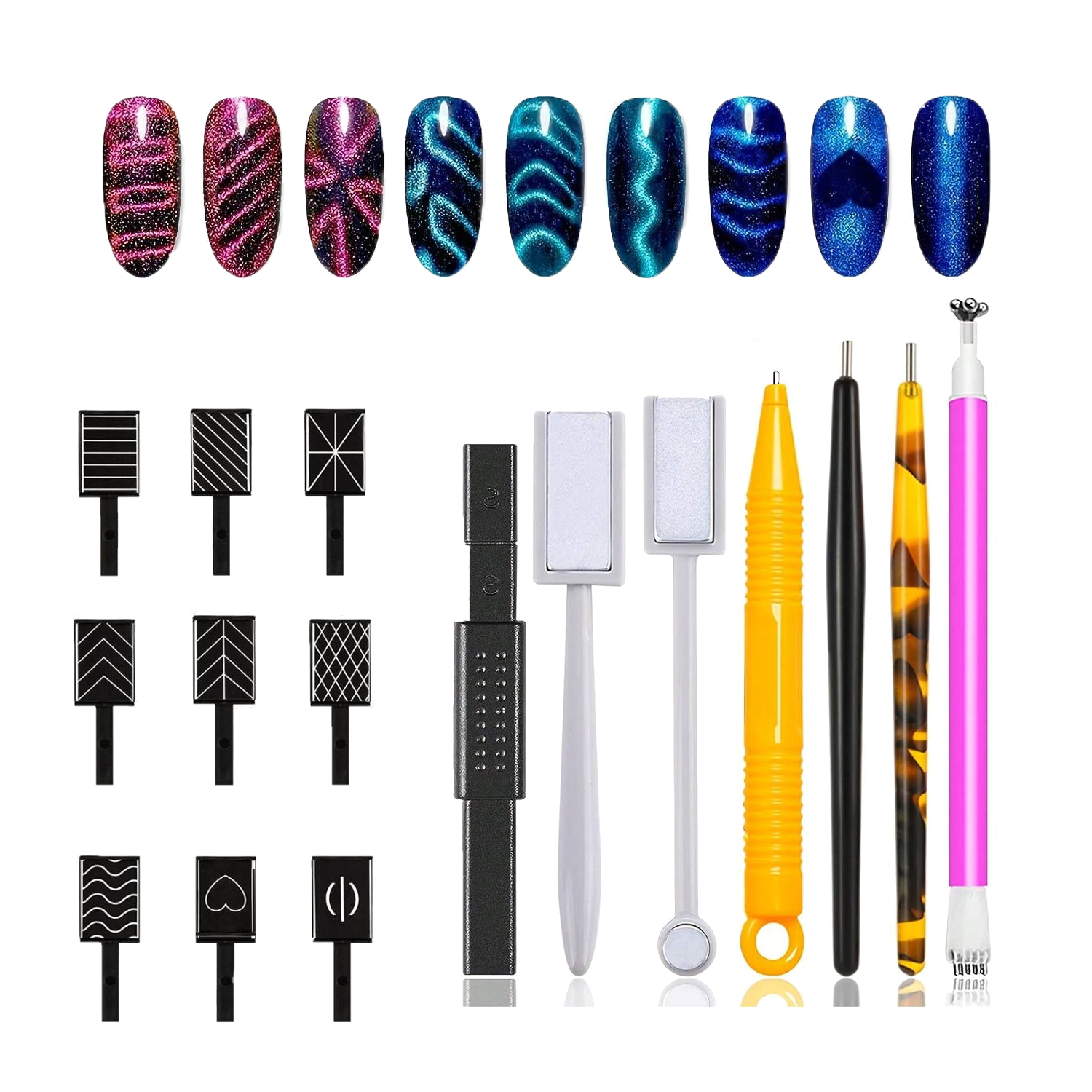 16PCS NAIL ART CAT EYE DESING MAGNET SET #02-0